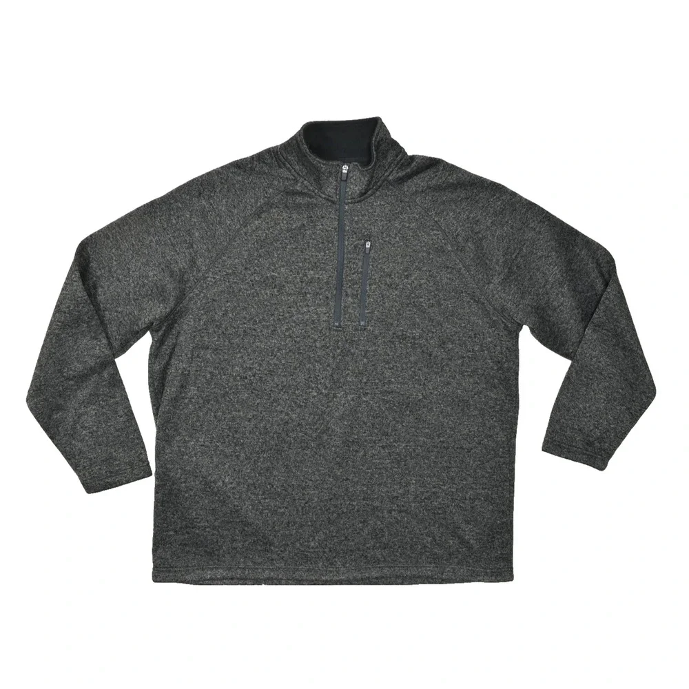 Eddie Bauer Men 2XL Dark Gray Heather 1/4 Zip Fleece Pullover Sweater Polyester - Picture 1 of 8